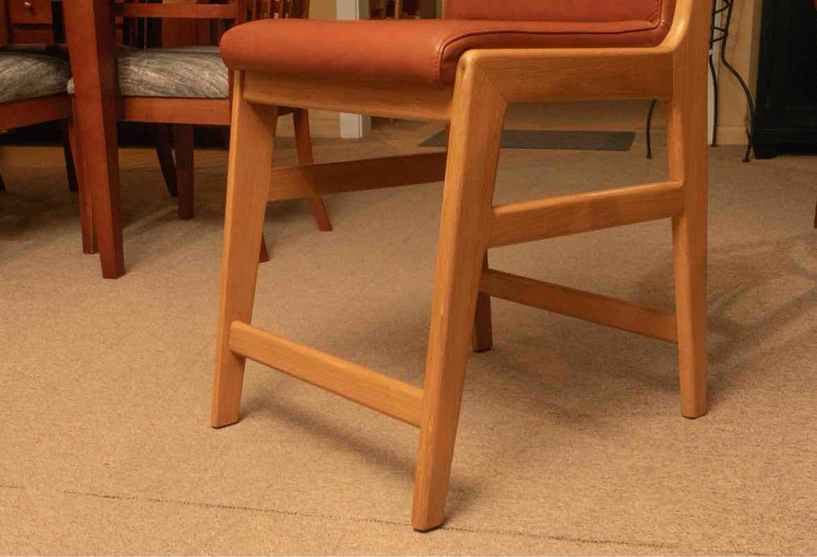 Set of 3 Rejuvenation Light Oak Counter Stools with Carmel Leather Seats
