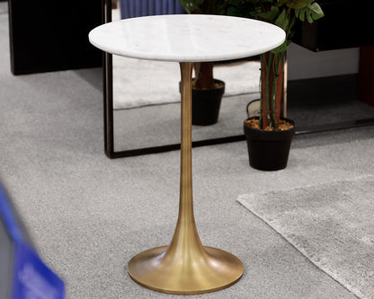 Crate & Barrel Round Stone Top Accent Table