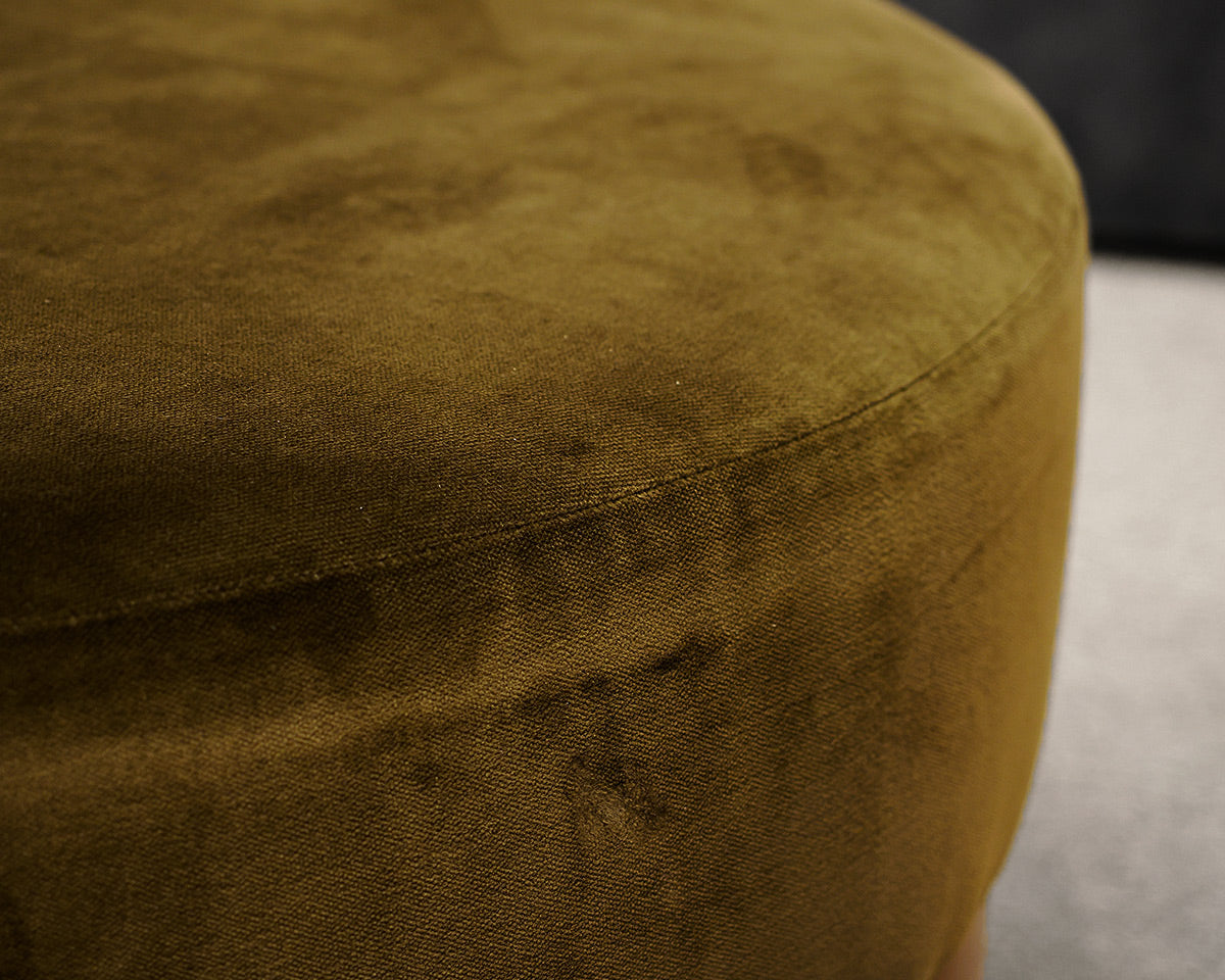 Round Green Velvet Ottoman
