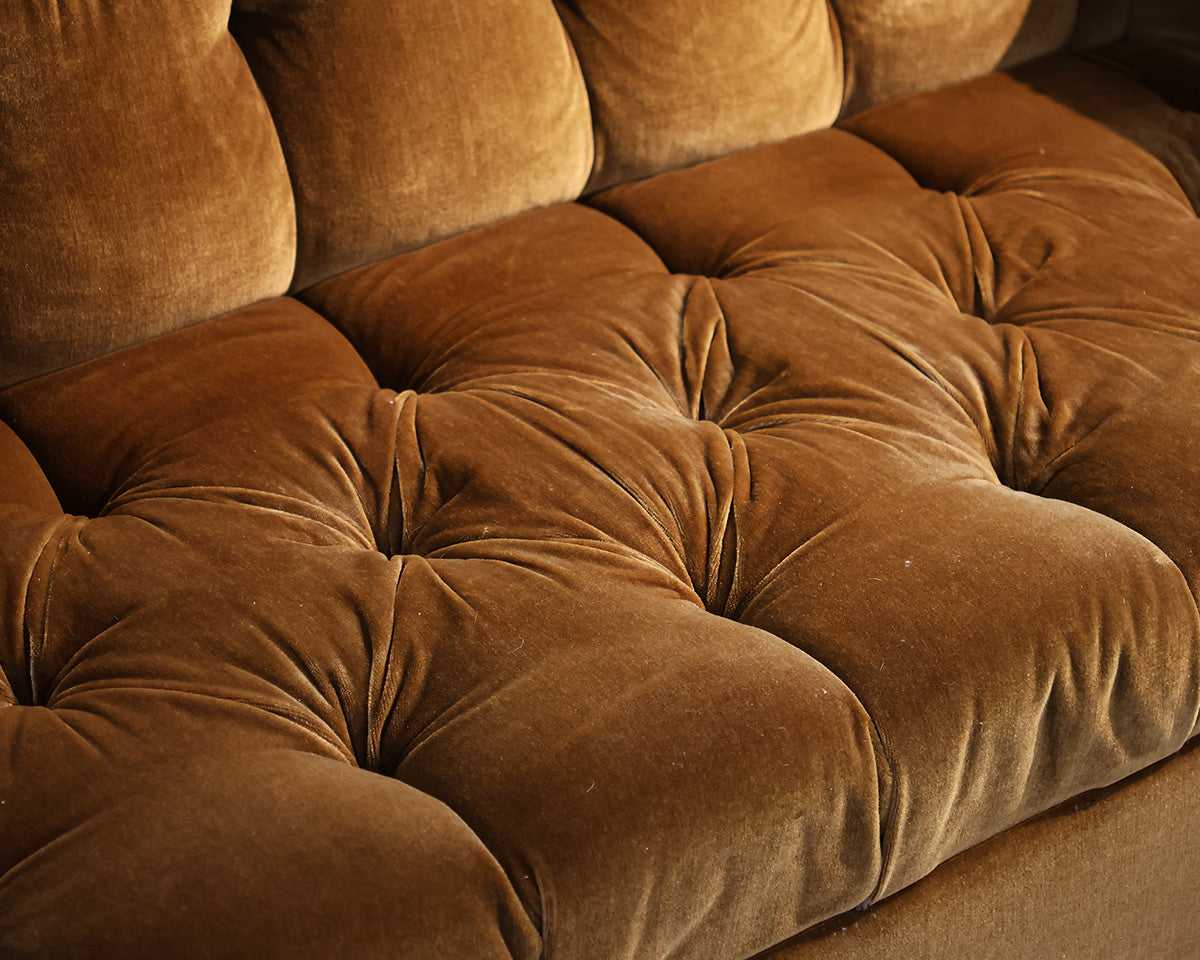 Velvet Tufted Chesterfield Sofa and Ottoman