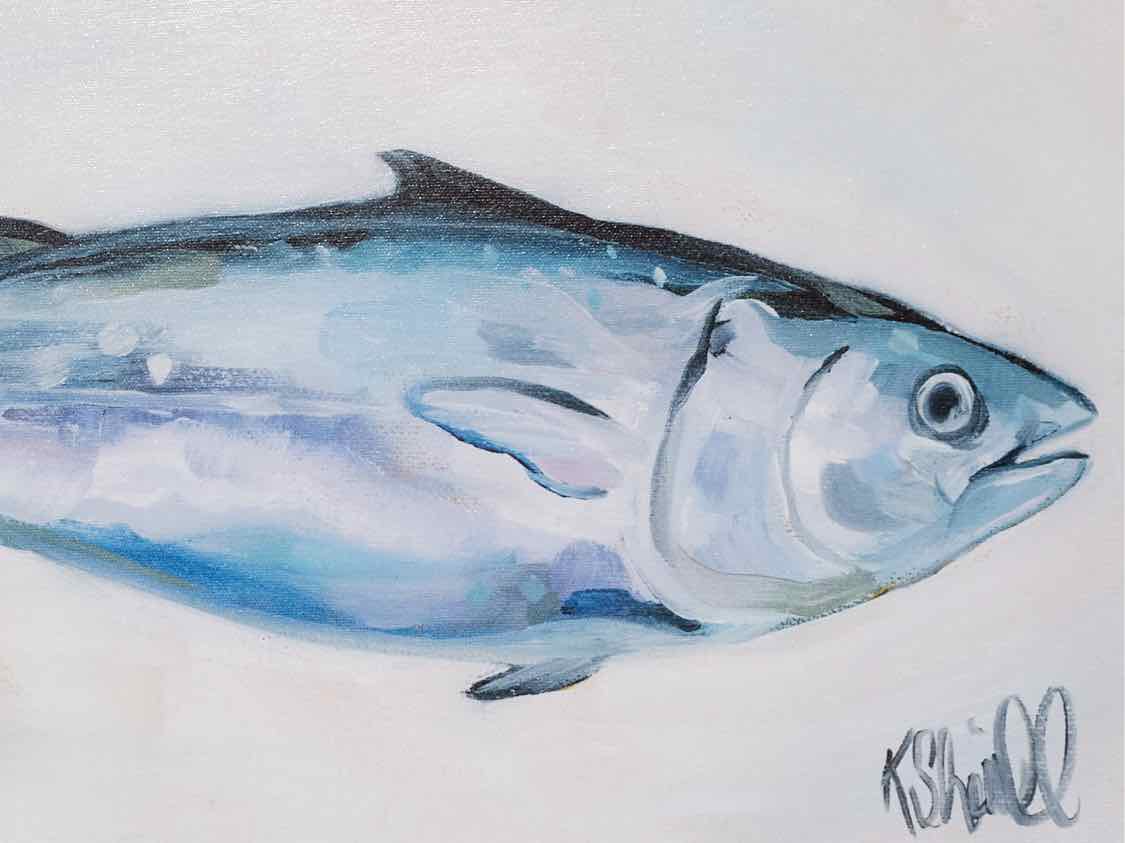 "Fish on Canvas - King Mac" Print in Drifted Frame with Rustic Gold