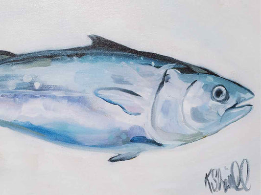 "Fish on Canvas - King Mac" Print in Drifted Frame with Rustic Gold