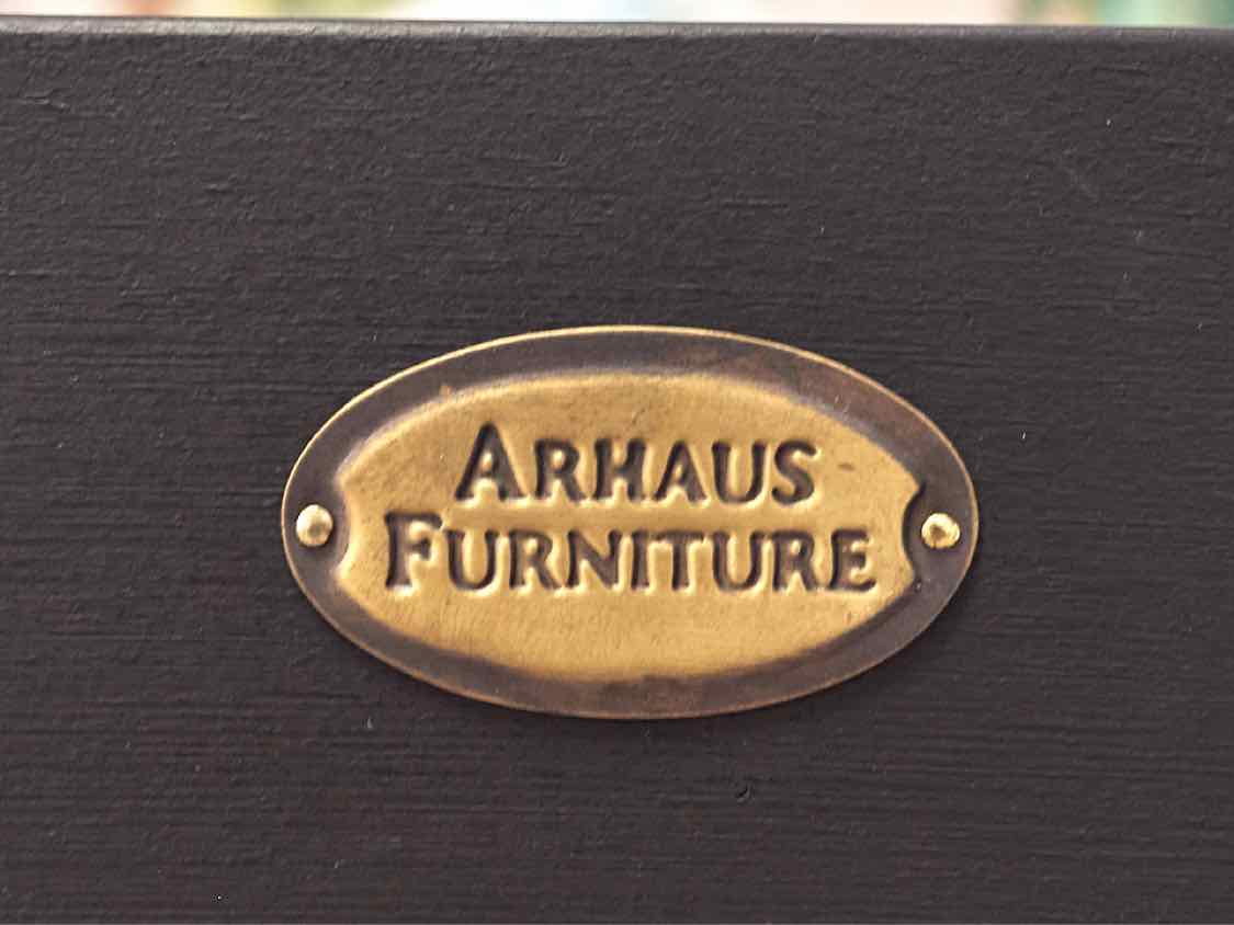 Arhaus Distressed Black Console with Pewter Latch & Trim