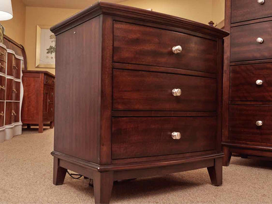 Pair of Ribboned Mahogany 3 Drawer Nightstands