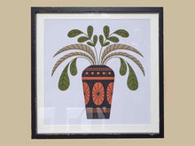 Distressed Black Framed Foliage In Vase Print Under Glass