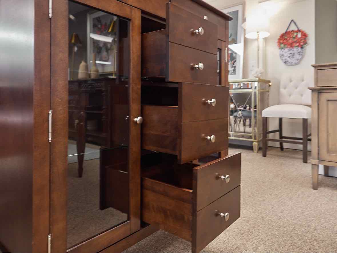 Bermex Display China Cabinet in Birch Wood Coffee Finish