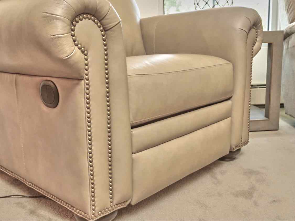 Ethan Allen 'Conor Sherwood Tan' Leather  Power  Recliner