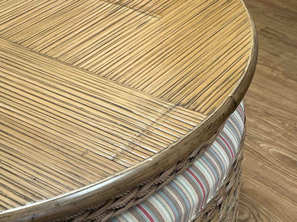 J&J Rattan Hassock Cocktail Table w/ Storage Stools