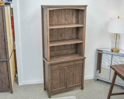 1 Drawer 2 Door Coffee Oak Finish Bookcase
