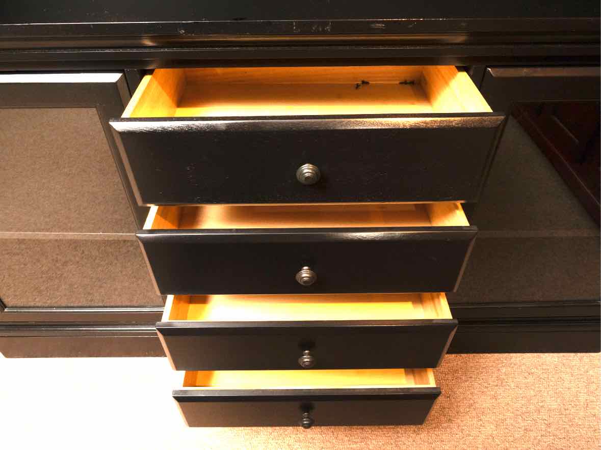 Pottery Barn Black Finish Hutch with 4 Glass Doors
