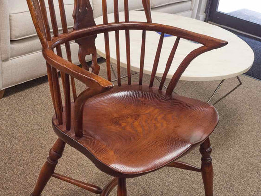 Antique Colonial Solid Oak Arm Chair