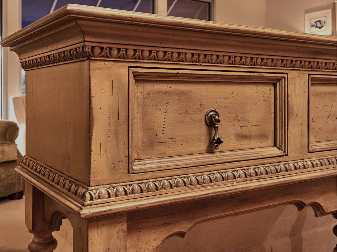 David Lee  Sage Green Finish 3 Drawer & Lower Shelf Console