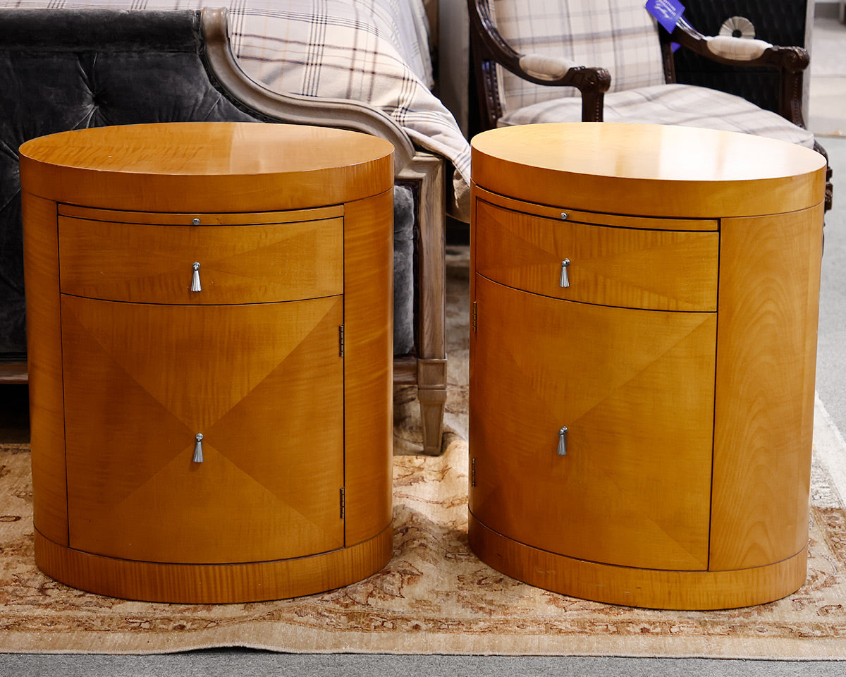 Pair of Michael Vanderbyl for Baker Furniture Archetype Oval Nightstands