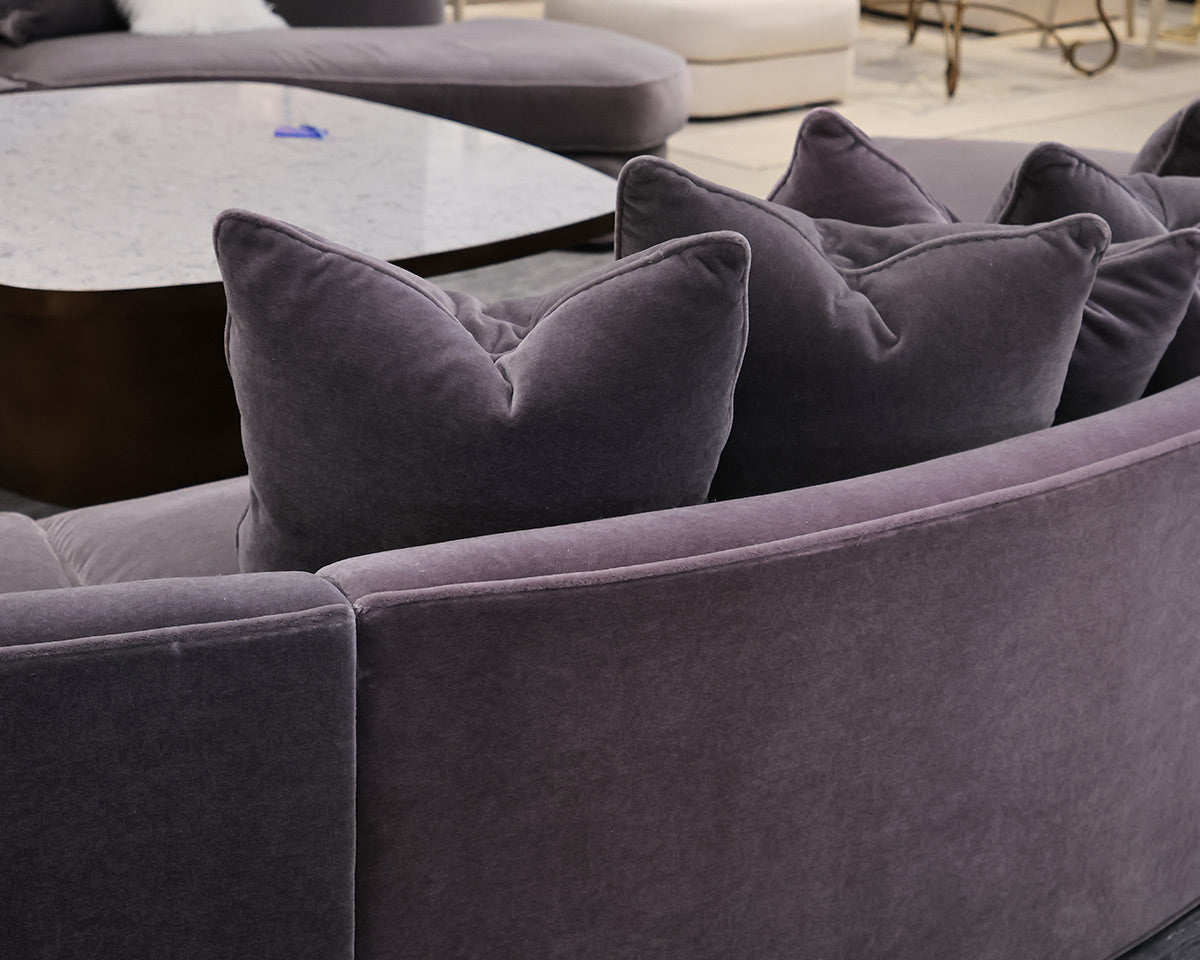 Bright Furniture 3-Piece Curved Sectional in Grey Mohair