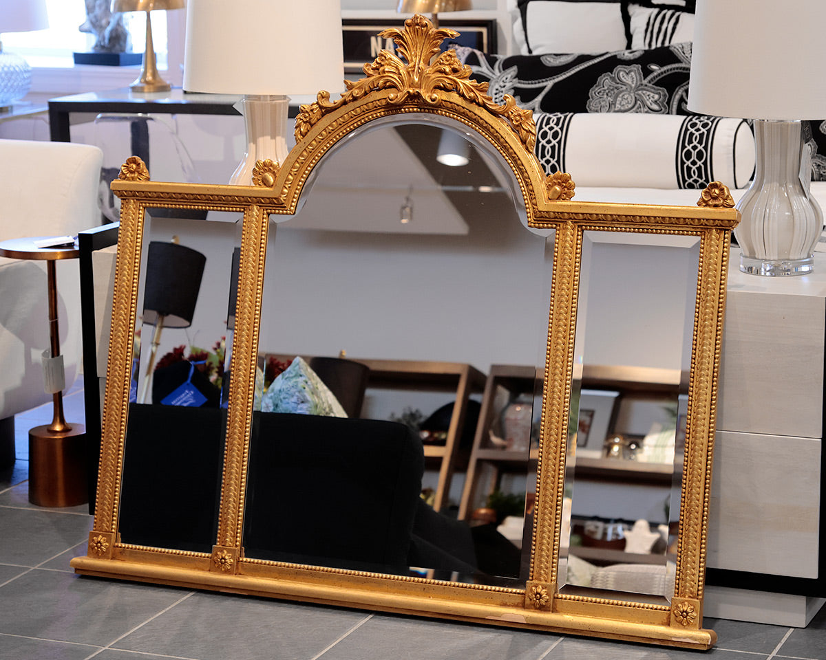 Vintage La Barge Gold Gilt Triptych Mantel Mirror