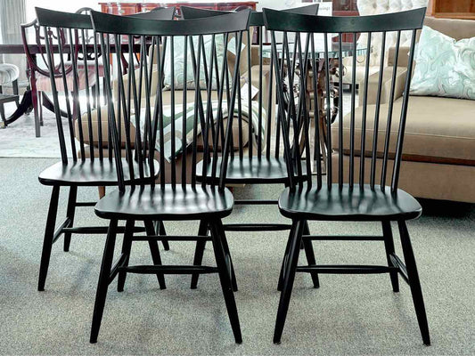 Set of 4 Crate & Barrel  "Marlow II " Maple Dining Chairs in Black Finish