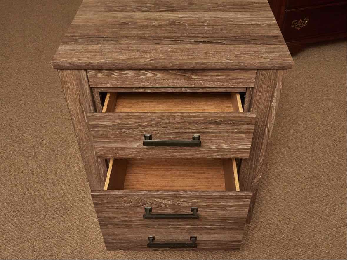 Pair of Ashley Furniture 'Zelen' Driftwood Finish Veneer  Nightstands