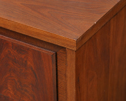 Walnut Mid Century Modern 6 Drawer  Dresser with Brass Accent Handles