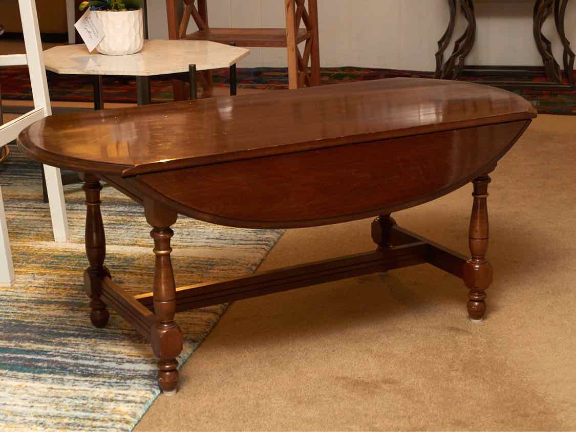 Hitchcock Cherry Drop Leaf Cocktail Table With Stencil Accents