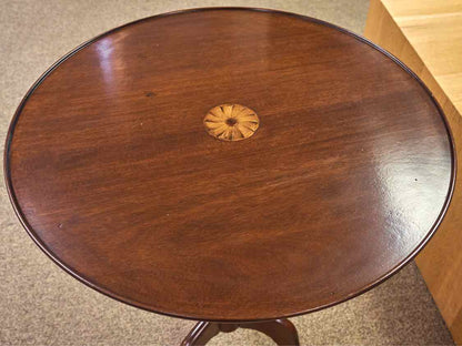 Inlaid Mahogany Tilt-Top Pedestal Accent Table