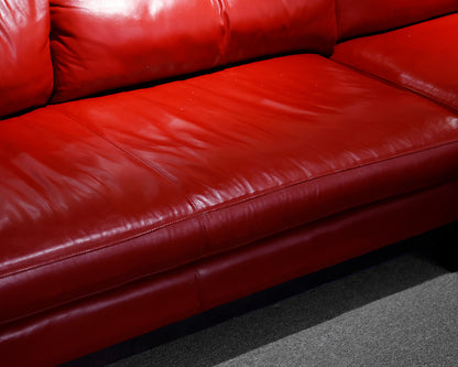 Custom Arhaus Red Leather Sectional