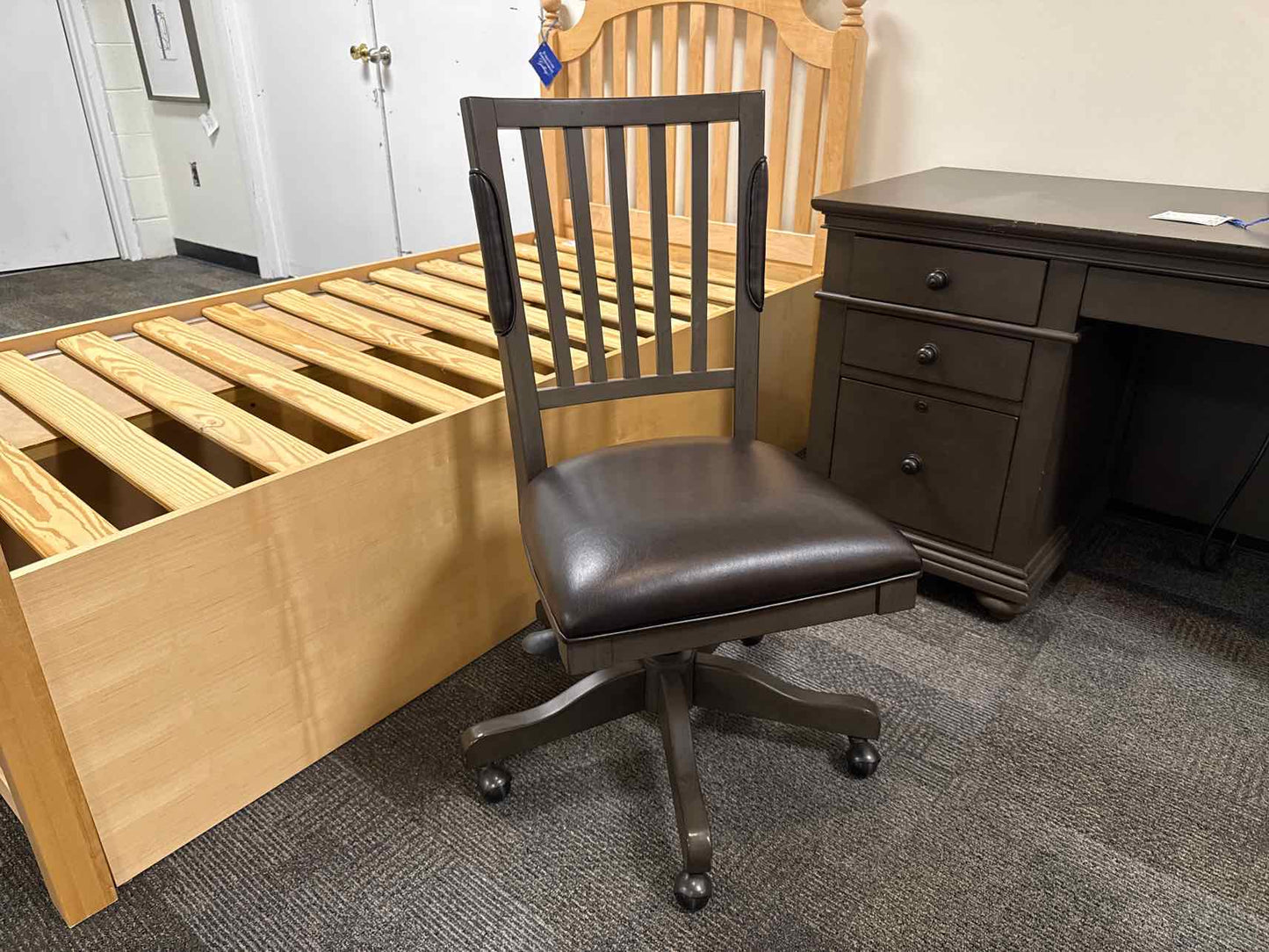 Dark Grey Desk w/ Chair on Casters