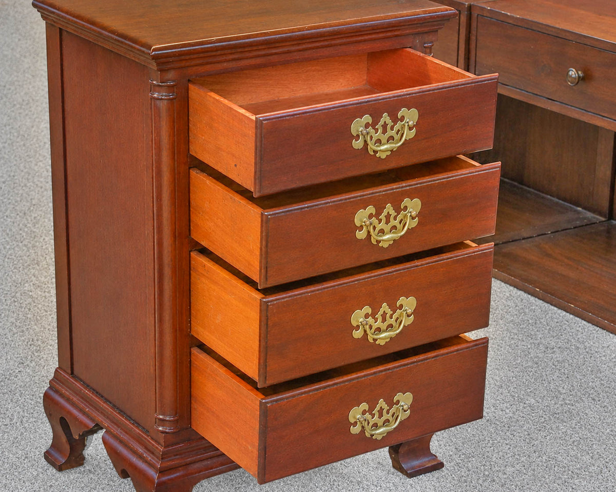 Pair of Continental Furniture Solid Mahogany Bedside Chests with Brass Pulls