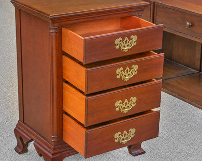 Pair of Continental Furniture Solid Mahogany Bedside Chests with Brass Pulls