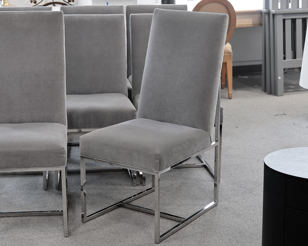 Set of 8 Mitchell Gold + Bob Williams Velvet Dining Room Chairs