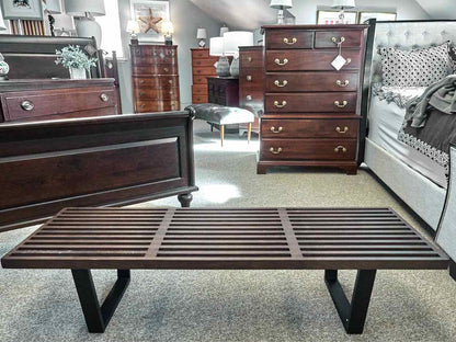 Wood Spa Bench w/ Black Finished Legs