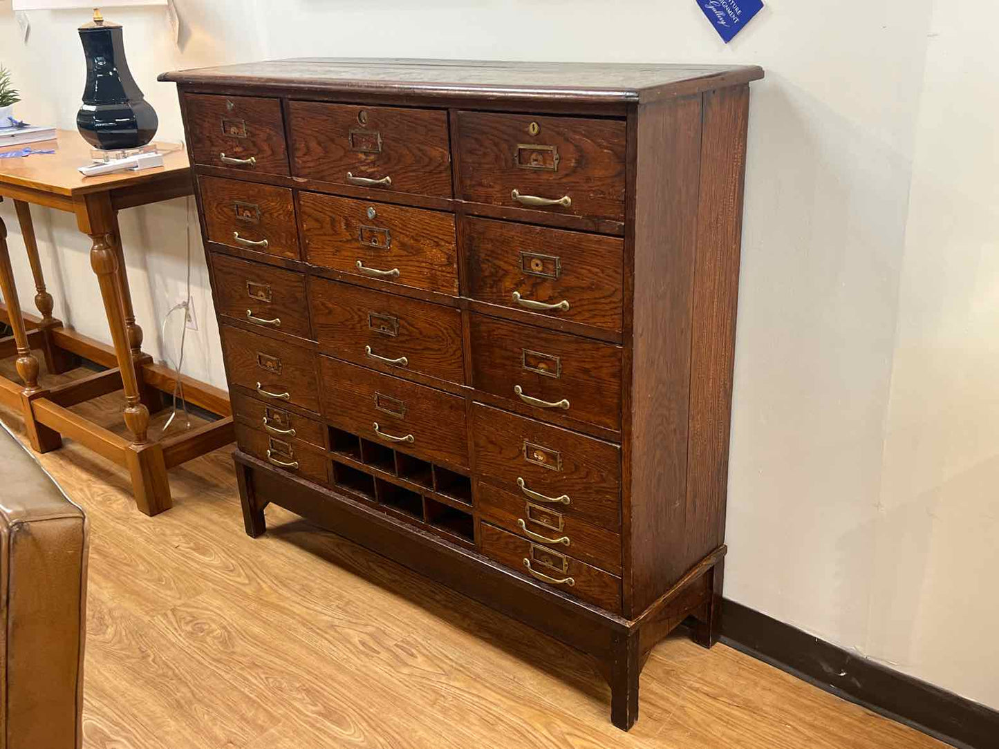 Antique Oak Index Card Chest