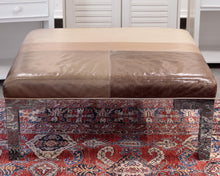 Patchwork Square Leather Ottoman