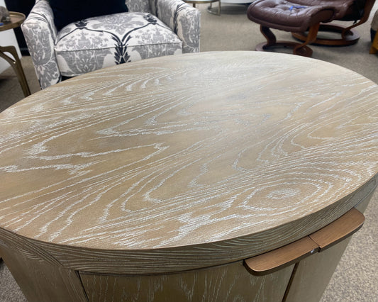 Oval Driftwood Finish 2 Door Nightstand