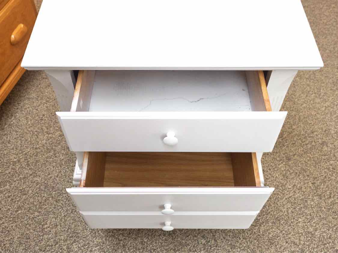 White Two Drawer Nightstand