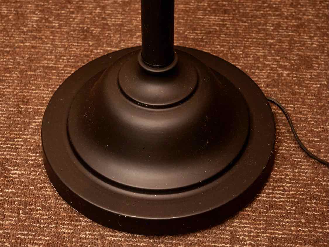 Black Finish Metal Floor Lamp With Seagrass Shade