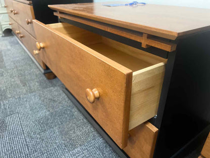 Pair of Maple and Black Nightstands