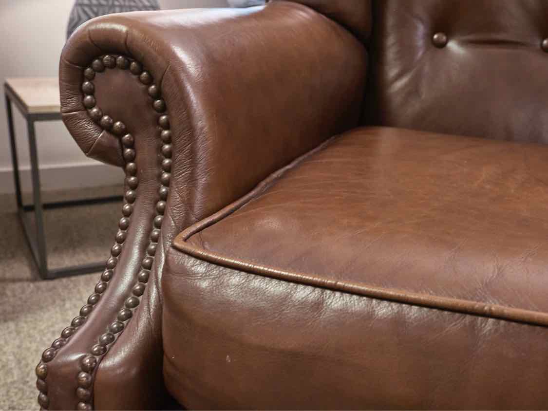 Bradington Young Leather Wing Chair with Ottoman