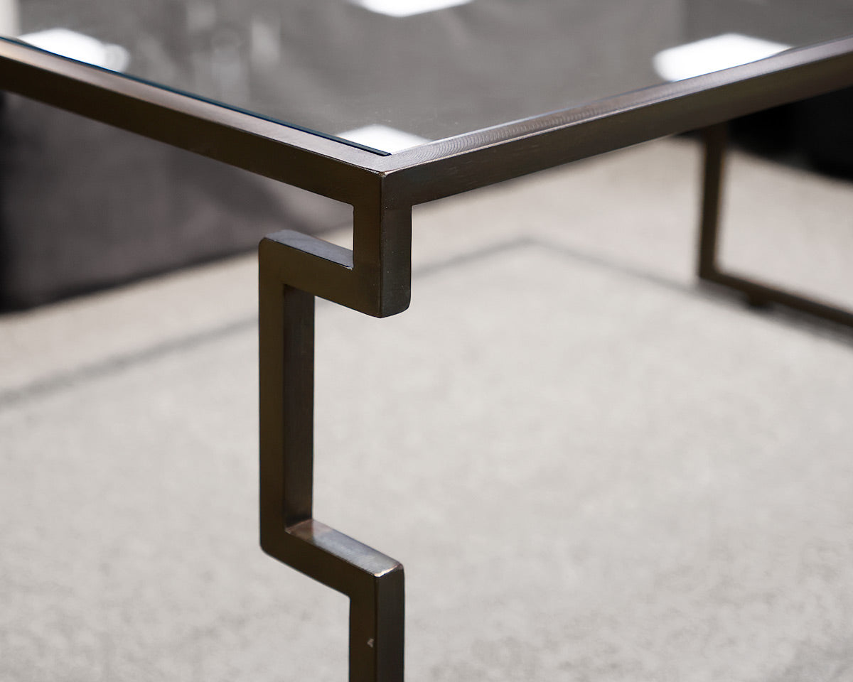 Glass Top Metal Base Cocktail Table