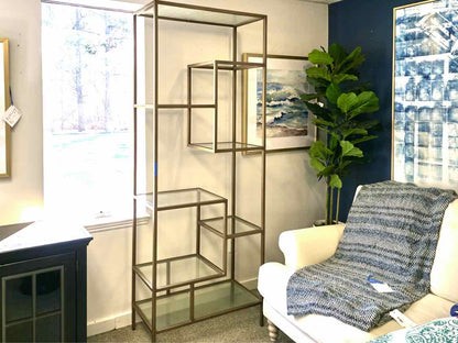 Pottery Barn Gold and Glass Bookcase