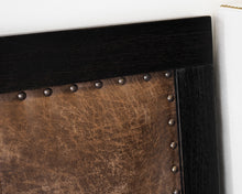 Arhaus Queen Distressed Storage Bed Frame With Leather Detailing