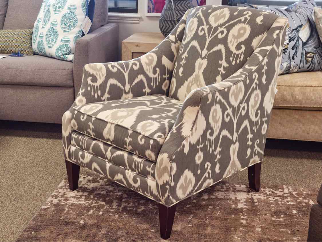 Boston Interiors Arm Chair in Ikat Pattern Upholstery