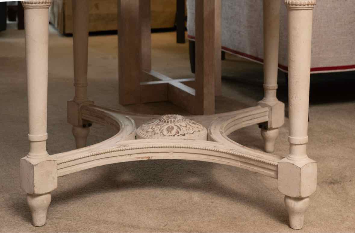 Zentique 'Bence' White Washed Distressed & Carved Side Table