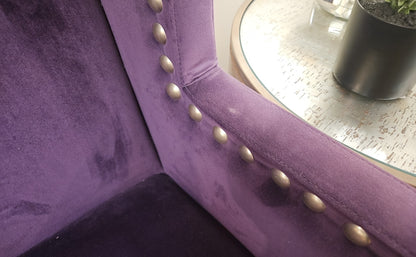 Pair of Purple Velvet Highback Chairs