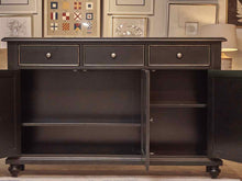 Black Finish Distressed Accents 3 Drawer 3 Door Console
