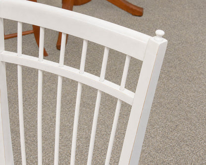 White Round Pedestal Table & Set of 6 Spindle Back Chairs