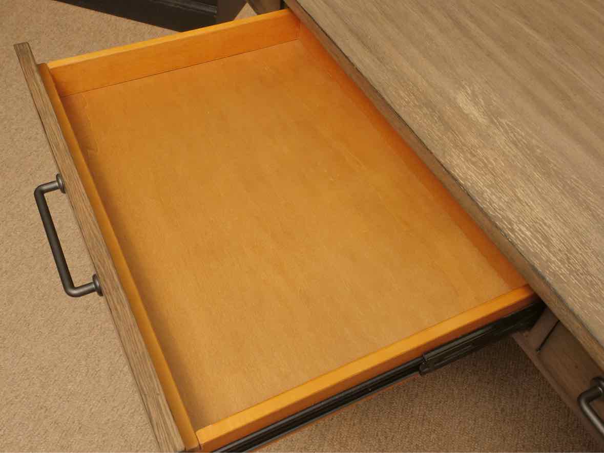 Liberty Furniture 3 Drawer Desk in Driftwood Grey  Finish & Trestle Base