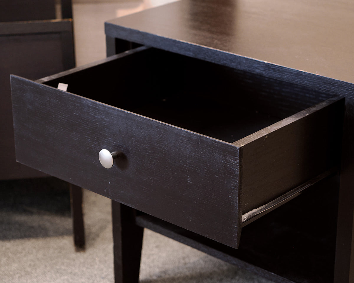 Black Distressed One Drawer Nightstand