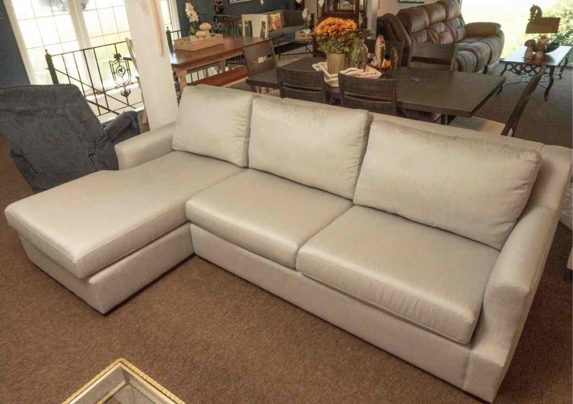 Kincaid Silver Grey Upholstered 2 Cushion  & Chaise Sectional