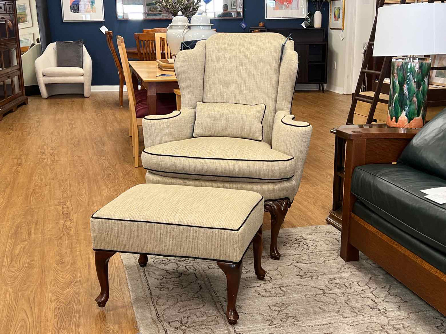 Baker Wing Chair w/ Ottoman