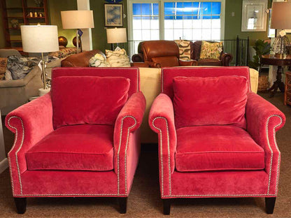Pair Of Jordan's   Performance Velvet 'Raspberry' Nail Head Chairs